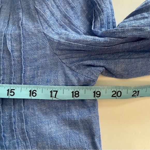 Vineyard Vines Blue Chambray Linen Blend Pintuck 3/4 Split Neck Cover Up Dress - Picture 12 of 12